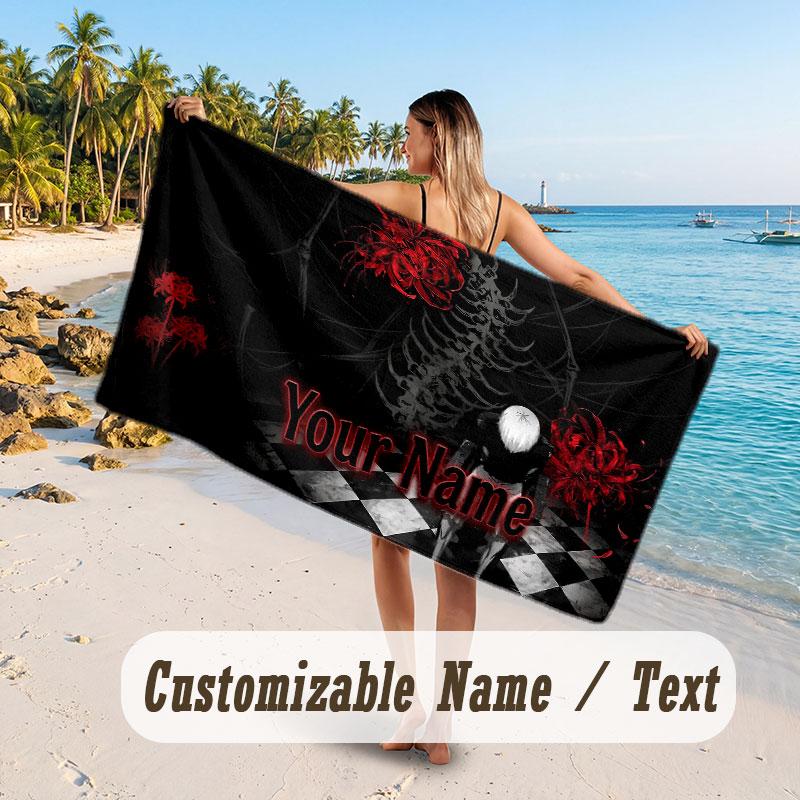 Custom Name Large Beach Towel,Tokyo Ghoul Quick Absorbent Towel For Outdoor Travel Poolside