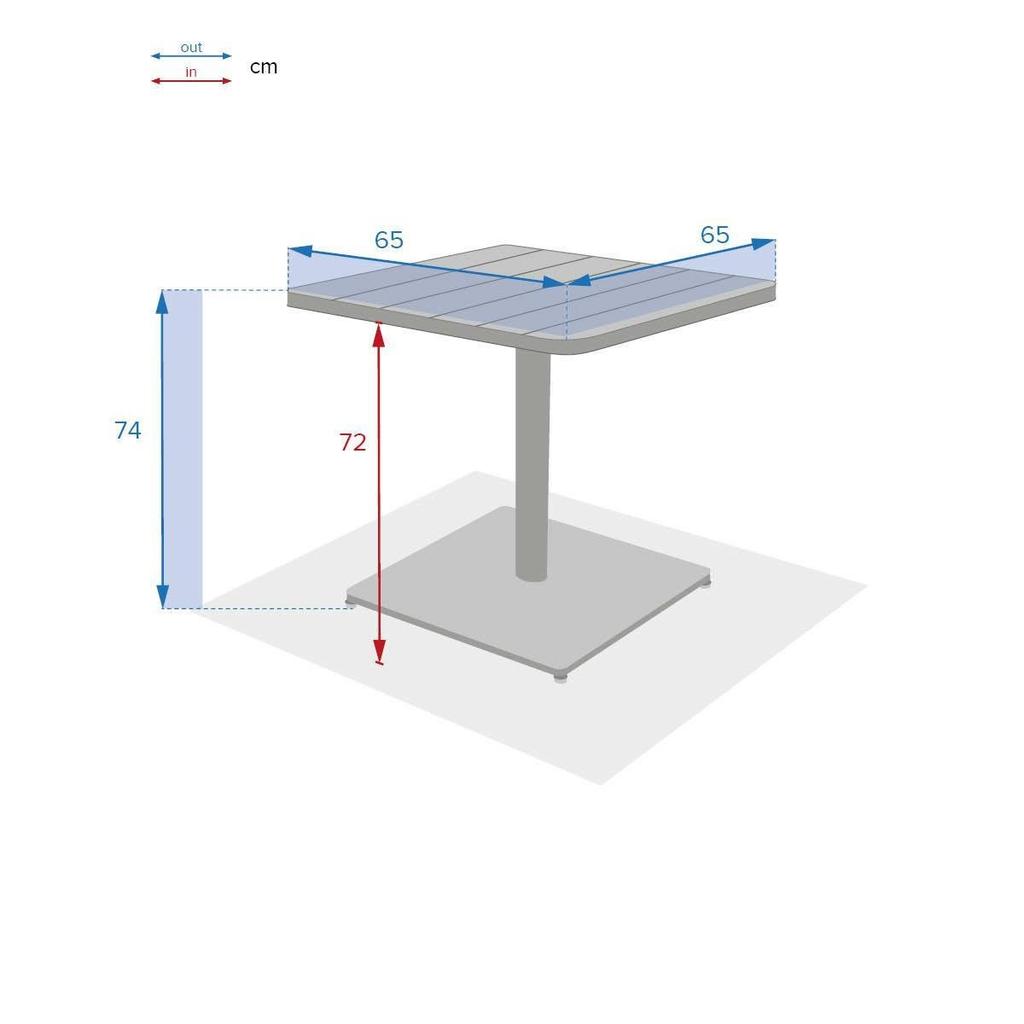Phuket GARDEN TABLE graphite STEEL 65x74cm