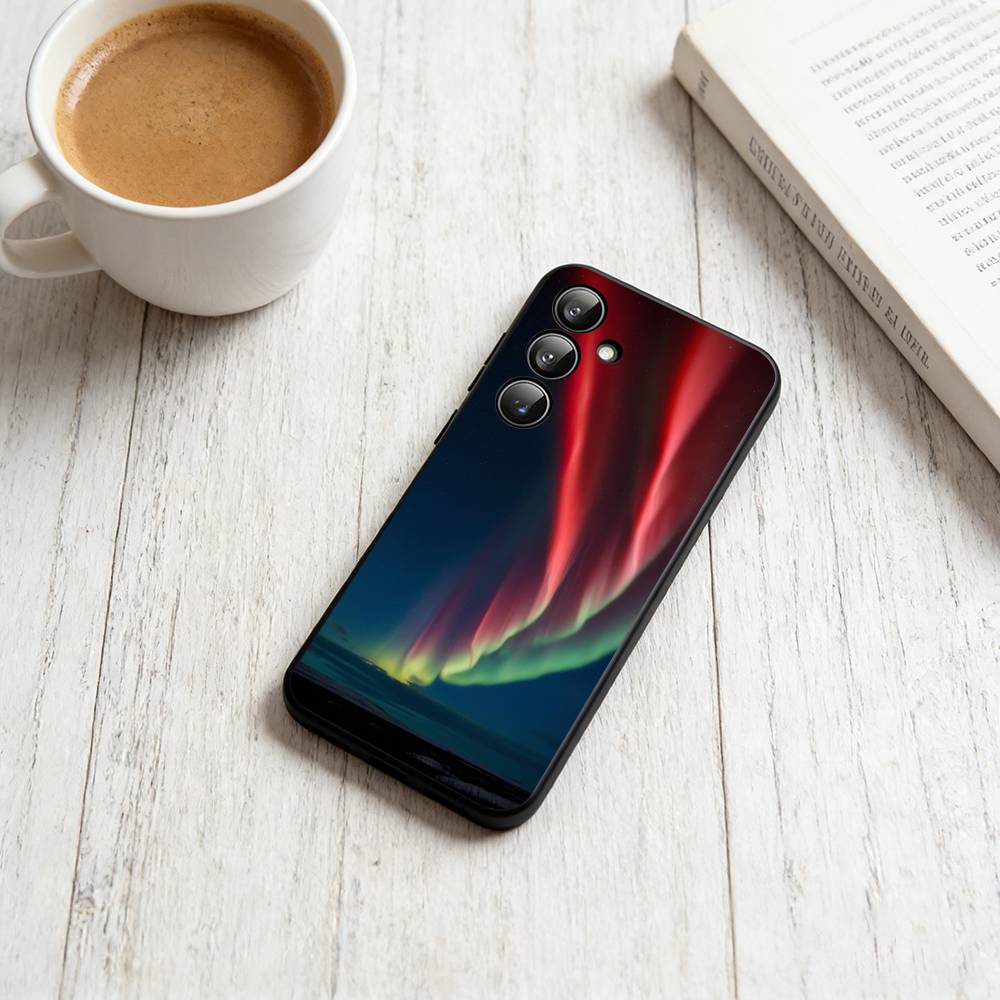 Northern Lights  Phone Case Black Silicone Soft For Samsung Galaxy A73,A72,A71,A70,A53,A52,A51