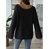 Women's Pullover Sweater Top Simple Loose Off-Shoulder Bell Sleeve Sweater