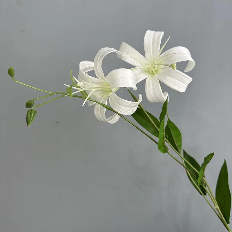 

Simulation Flowers 73cm Hanging Lilies Branch Hotel Decorative Silk Artificial Flower 2 Heads Perfume Lily Party Decoration белый