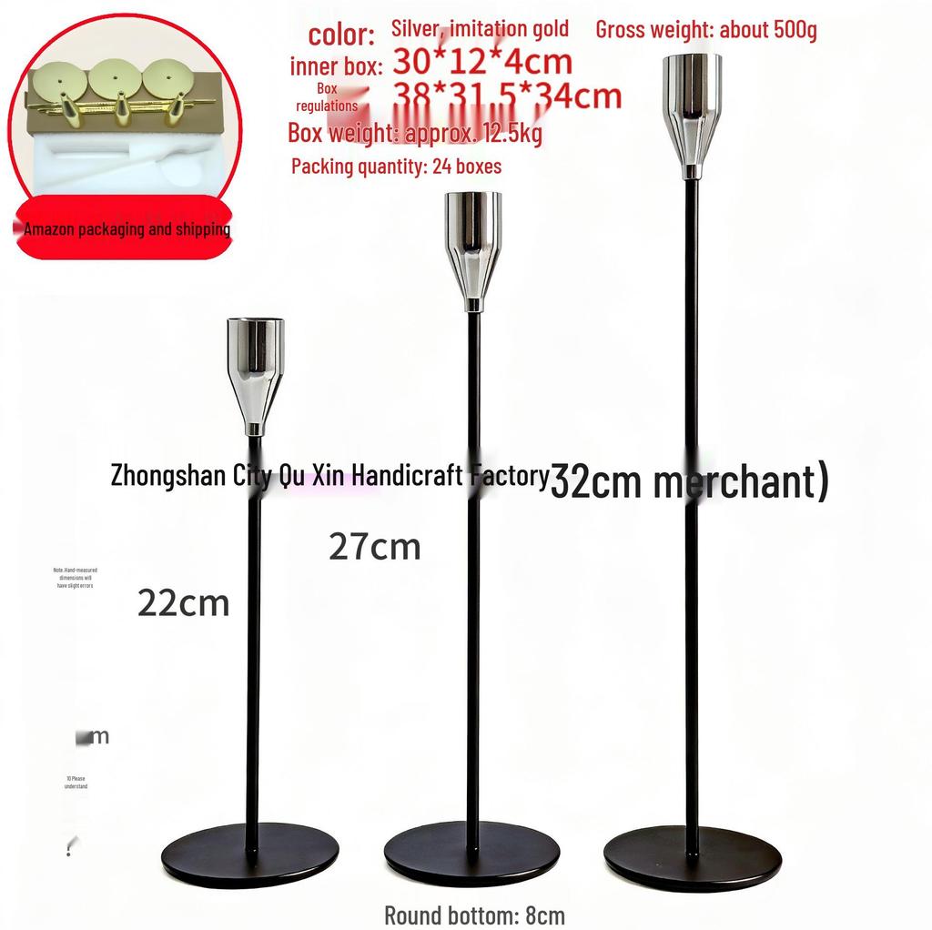 European Wrought Iron Candle Holder Set - Retro Three-Piece Wedding and Home Decor