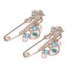 2Pcs Rhinestone Brooch Pins Multi Purpose Exquisite Workmanship Fashion Design Blue Brooches Jewelry for Parties Daily