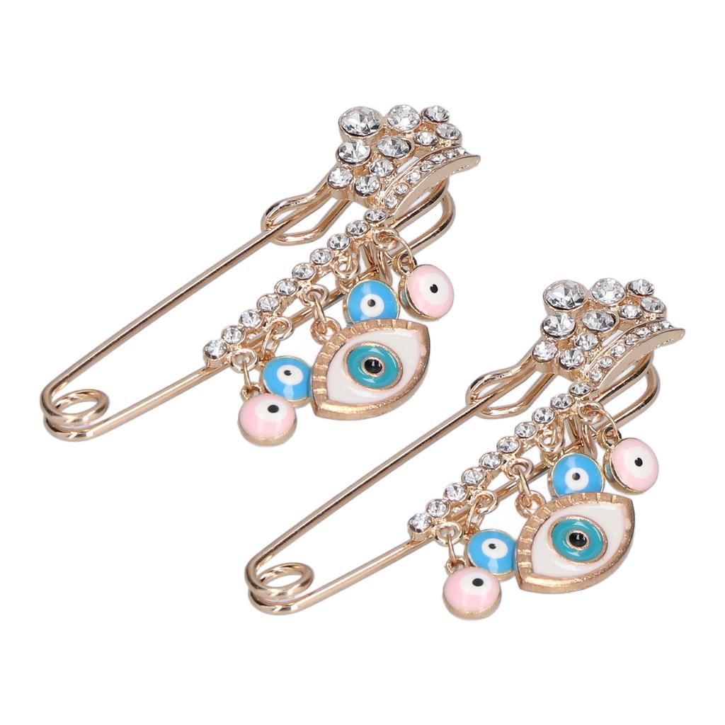 2Pcs Rhinestone Brooch Pins Multi Purpose Exquisite Workmanship Fashion Design Blue Brooches Jewelry for Parties Daily