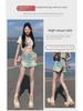 Women's High Waist Retro Denim Skort: A-Line, Anti-Exposure, Small Size