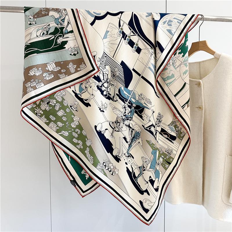 Double Sided Wool Blanket Scarf Shawl 2024 NEW Prints Womens Luxury Pashmina Scarf Shawl Coat Poncho Cape 135x135CM