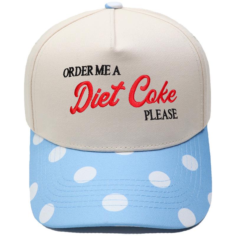 Diet Coke Embroidery Color Matching Truck Driver Baseball Cap Fun Men's and Women's Casual Shade Dad Hat