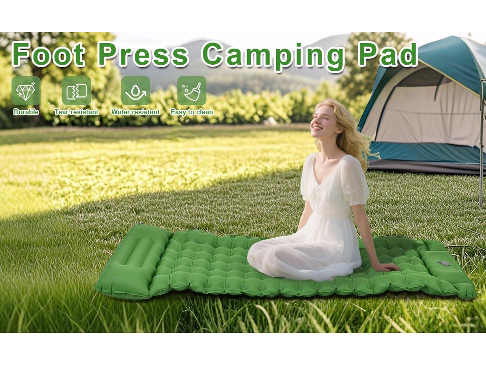 10cm Outdoor Inflatable Camping Mattress, Portable Moisture-Proof Air Cushion Pad