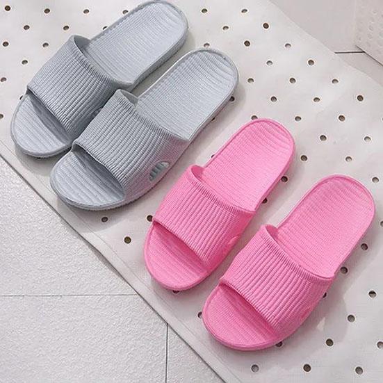 Women's Slippers Summer Indoor Bathroom Slippers Anti-Slip Home Slippers Couples Solid Color Large Size Flat Slippers
