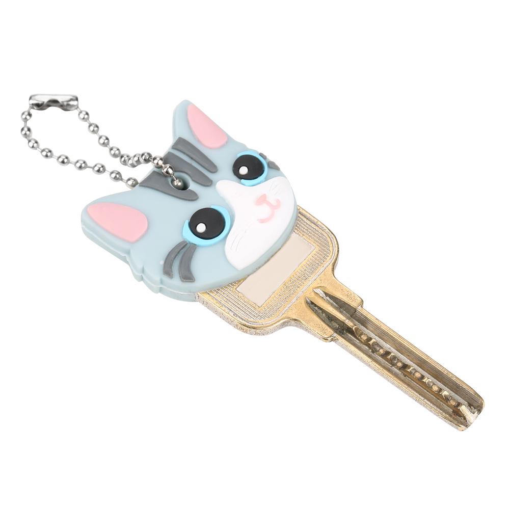 Keychain with Key Cover, Cute Pug Puppy,   Design, Accessory Suitable for Girls, Fashionable Pendant in Light Gray PVC