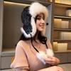 Women's Winter Velvet Thickened Warm Ear Protection Hat Imitation Fox Hair Imitation Fur Snow Hat