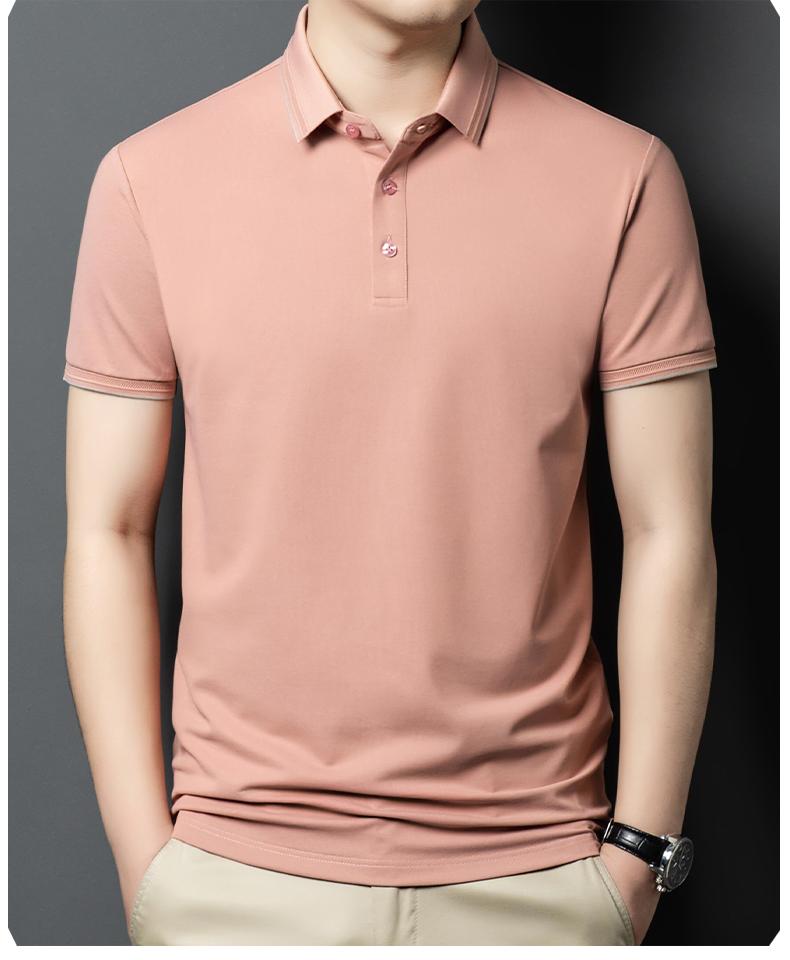 Xinjiang Long Staple Cotton Summer Breathable Casual Business Men's Short-Sleeved Polo Shirt with Mulberry Silk