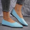 New Fashion Pointed Toe Flat Office Boat Solid Color Knitted Slip on Shoes Casual Ballet Flats Shoes Women Loafers Zapatos Mujer