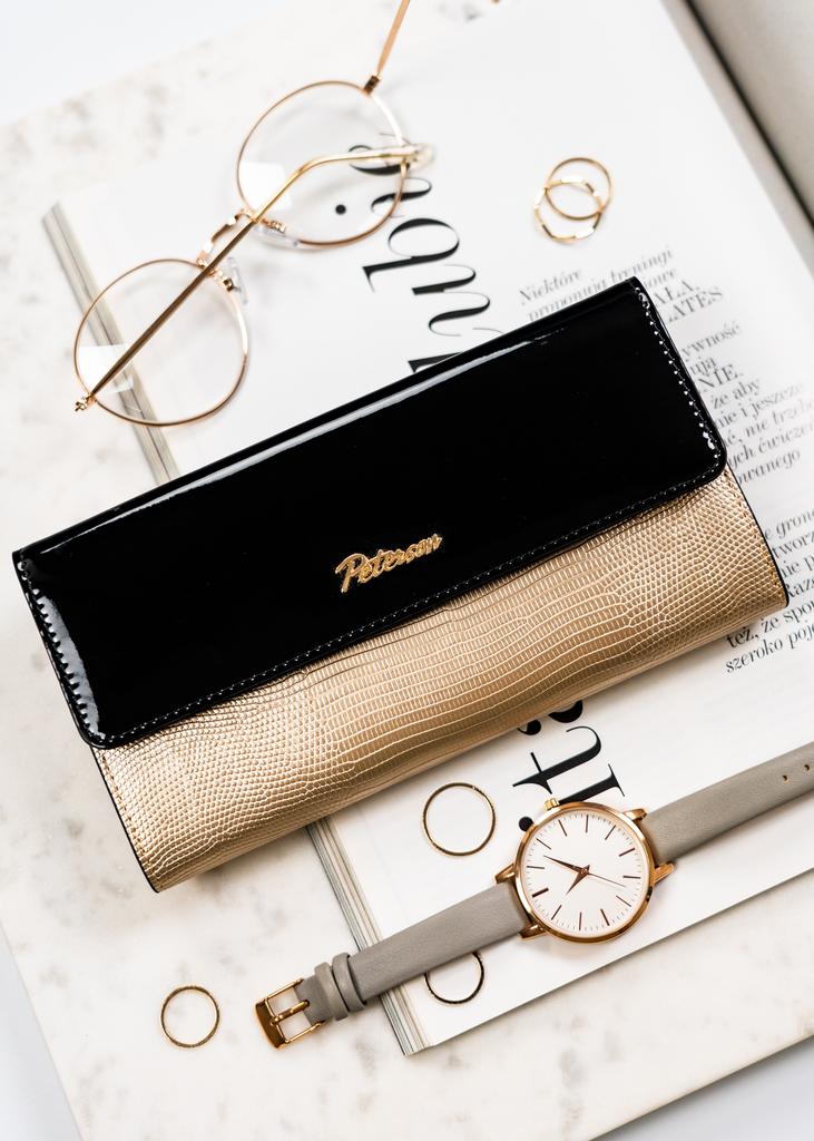PTN LJ-415-1643 Black-Gold Leather Wallet