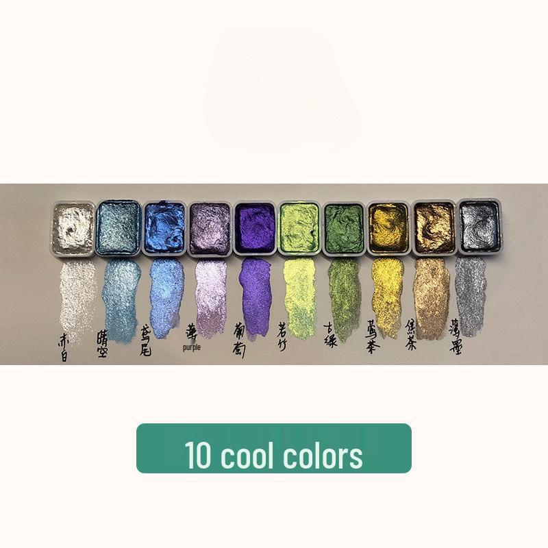 Pearlescent Gold & Silver Watercolor Paint for Nail Art & Chinese Painting