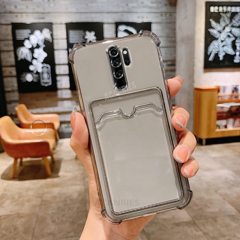 

Note8pro Card Slot Holder Bag Case On For Xiaomi Redmi Note 8 9 7 Pro 8pro 9s 9c 9a Note8 Transparent Silicone Cover Redmi9 Redmi Note 10 4G