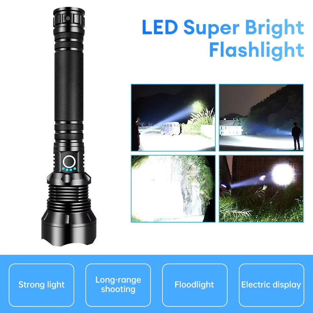 High Power LED Flashlight Super Bright Lantern Zoom Tactical Torch USB Rechargeable Powerful Hand Lamp Camping Outdoor Fishing