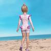 Costume da bagno intero a maniche lunghe con volant per bambina, con slip, certificato CPC per bambini
