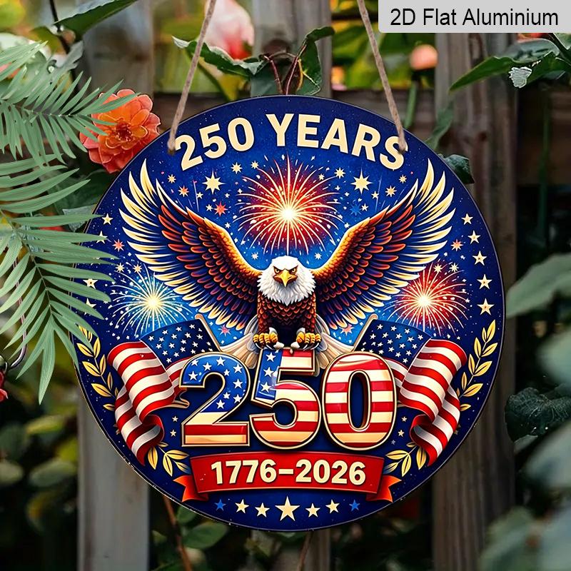 2D Flat Aluminum Wall Hanging in The Style of The 250th Anniversary of The Founding of The United States, Available in Various Sizes. Suitable for 20*20cm