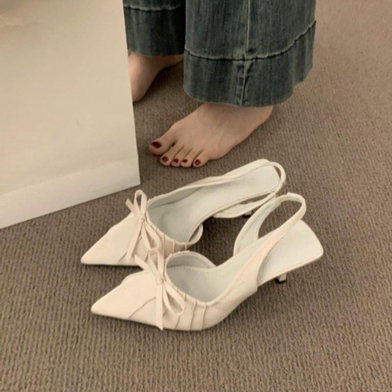 Fashion New Women's Shoes High Heels Sandals Summer Pointed Toe Outdoor Back Strap Fashion Sandales Femmes Stiletto Heels Bow Sandalias