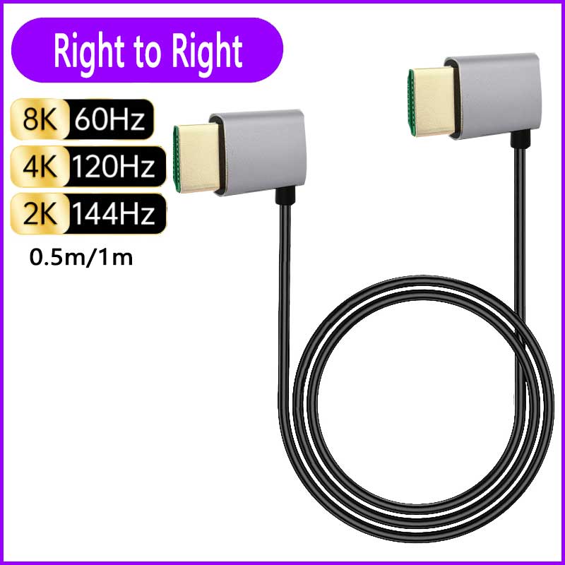 8K 90 Degree HDMI 2.1V Cable Cord 8K 60Hz 4K 120Hz 48Gbps EARC ARC HDCP Ultra High Speed HDR for HD TV Laptop Projector PS4 PS5