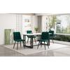 Table de salle à manger - MUVOE - 140x80cm - 4 chaises vertes - Métal - Design contemporain