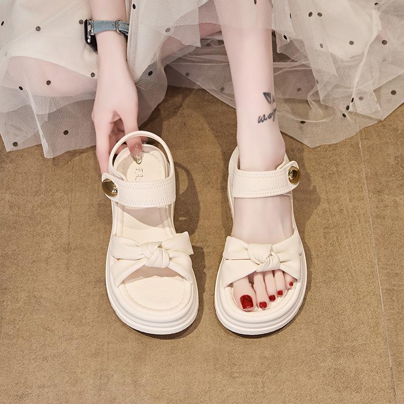 Black Sandals Women's Bow with Skirt Small Size 34 Shoes Summer 2025 New Maternity Sandals