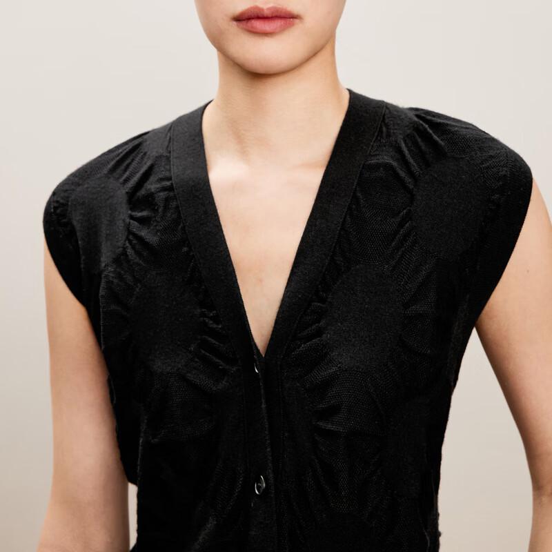 LESS 2024 Autumn Lambswool Slim V-neck Vest Sweater