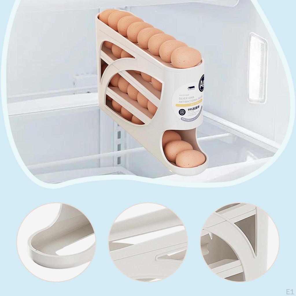 Egg Holder for Fridge 4 Tier Eggs Roller Organizer Auto Rolling Container Cabinet