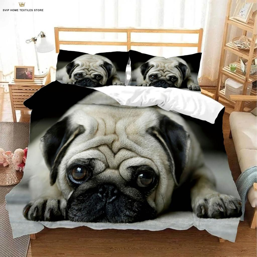 Comforter Cute Dog Animal 3D Stereo Printing Bedding Set Three-Piece Set Can Be