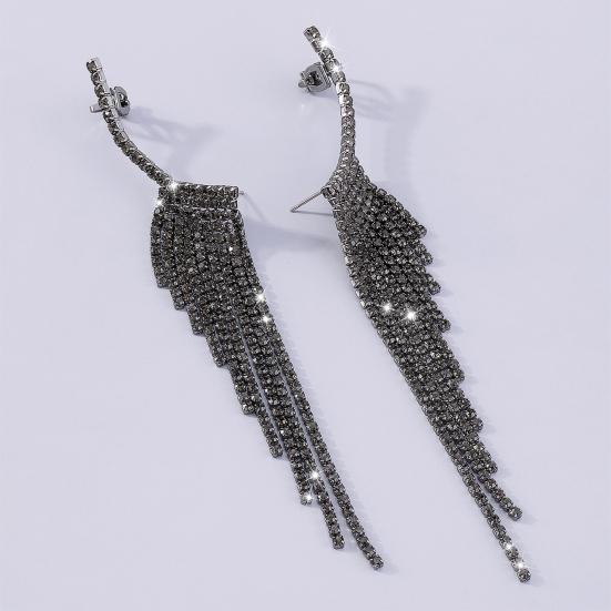 Simple Popular Earrings Tassel Design Shiny Rhinestone Comfortable To Wear Versatile Stylish Earrings