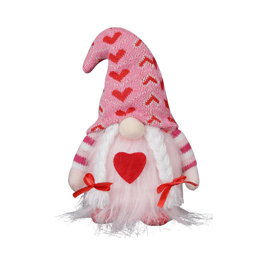 Valentine s Bow Heart Rudolph Gnome Decoration Doll