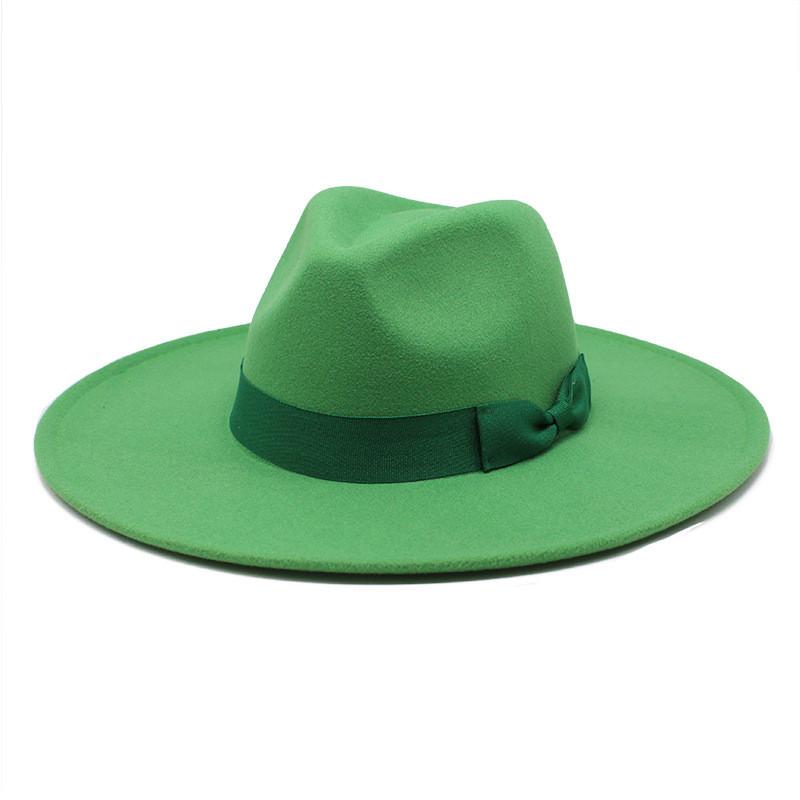Wool Felt Hat With Large Brim And Bow For Retro Festival Wear