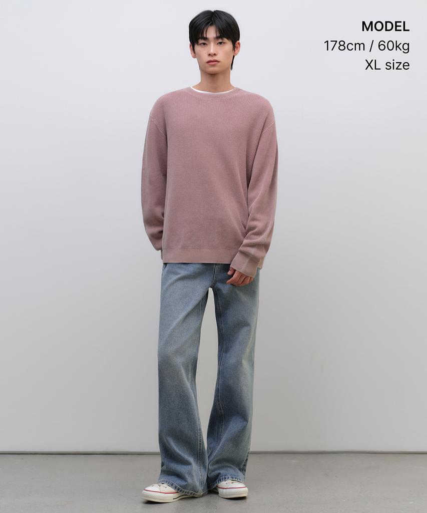 MUSINSA STANDARD Pigment Crew Neck Knit [Smoke Pink]