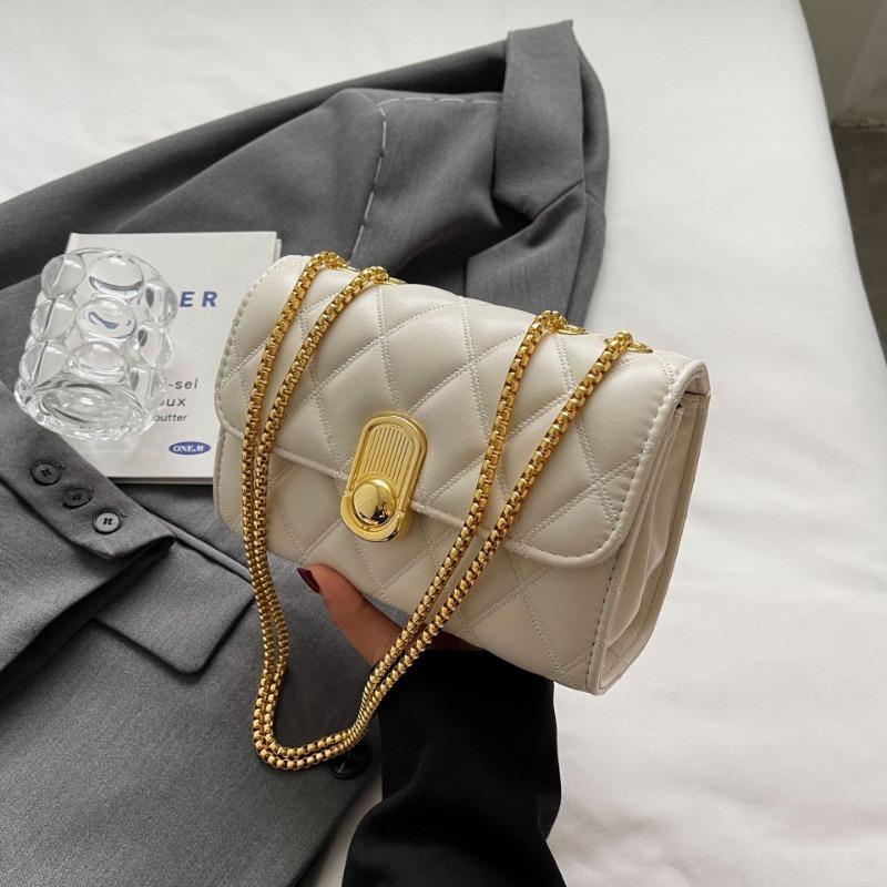 New Chain Embroidery Thread Pu Small Square Bag Women's Bag Popular Fashion Versatile Shoulder Messenger Bag