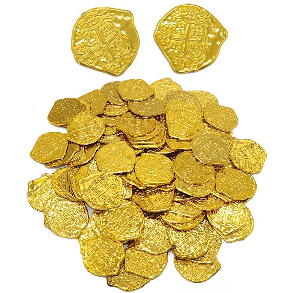 

[FUPUTWO] Gold Coins, Antique Coins, Treasure Chest, Gold Money, Pirate, Casino, Old Coins, 300 Pieces (Gold)