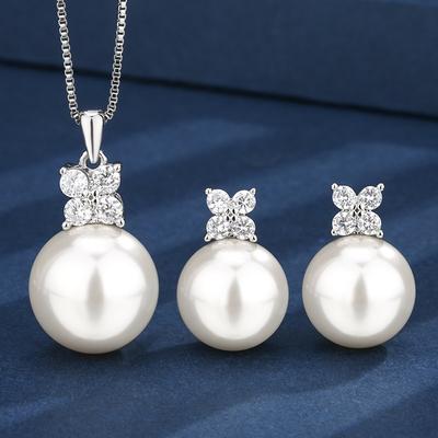 Autumn And Winter Jewelry Copper Bottom Gold-Plated White Pearl Daily Set 14-12Mm