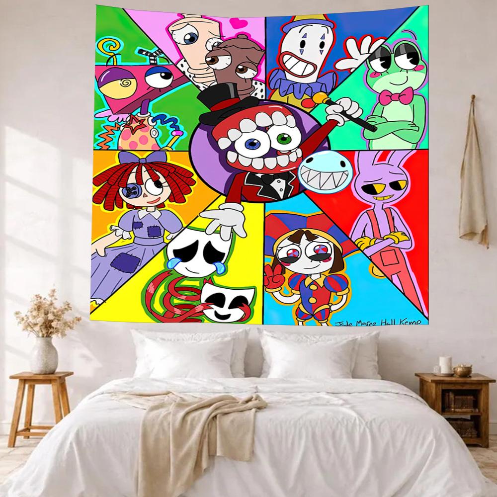 Digital Circus Wall Decor Tapestry Art For Pet Memorial Birthdaywedding Party Backdrop Family Gift