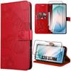 Case for Samsung Galaxy S26 Ultra, Synthetic Leather with Butterfly Pattern - Red - 2 Tempered Glasses