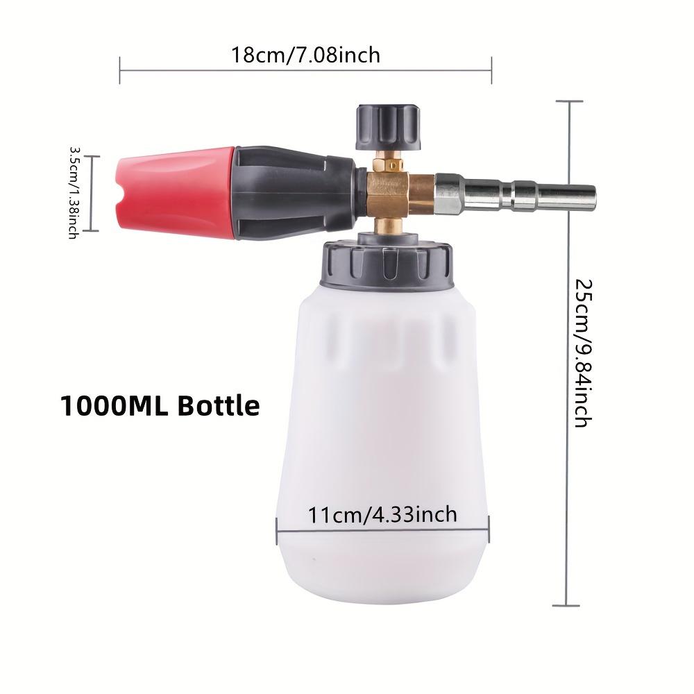 1pc Snow Foam Cannon Lance With 1L Bottle Pressure Washer Car Wash Clear Snow Cannon Big Mouth, 1/4 Quick Connect For Nilfisk