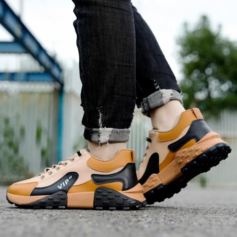 Men's Shoes 2024 Cross-tied Men's Vulcanize Shoes Fashion Sewing Hot Sale Round Toe Breathable Anti-slip Outdoor Casual Shoes