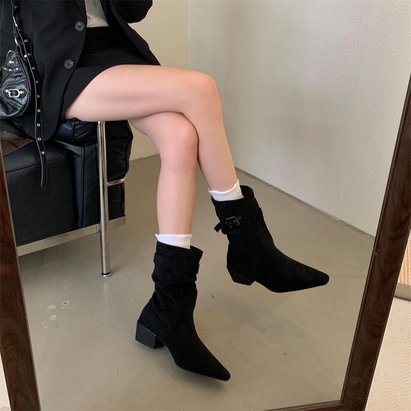 2025 Autumn and Winter New Skirt Thin Boots Women's Khaki Frosted Suede Short Boots Maillard Holiday Short Boots