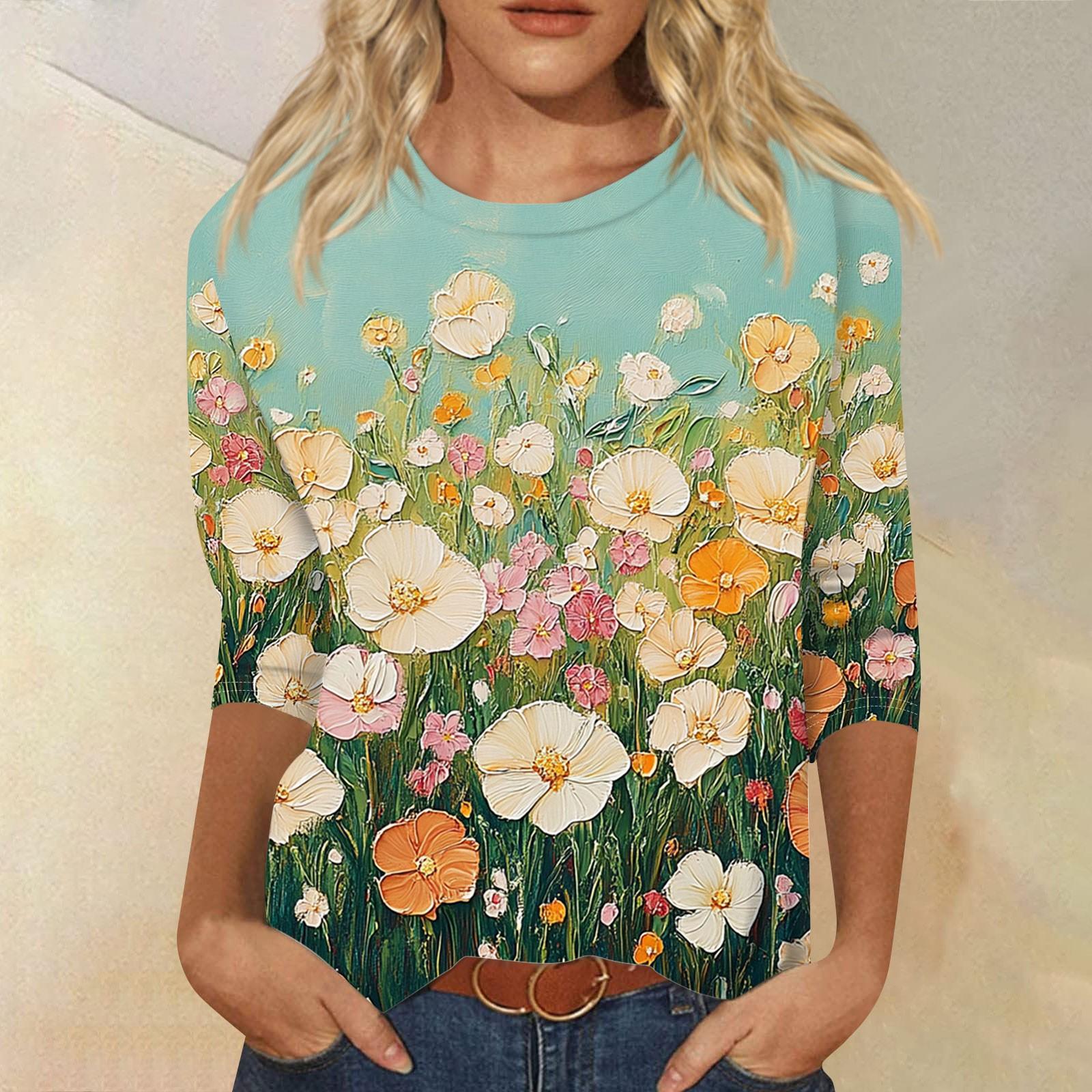 

Женский модный повседневный пуловер с воротником три четверти и принтом L