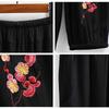 Summer Two-Piece Set Short-Sleeved Embroidered T-Shirt Top Ankle-Length Pants Women Suits Mothes Clothes XL-6XL
