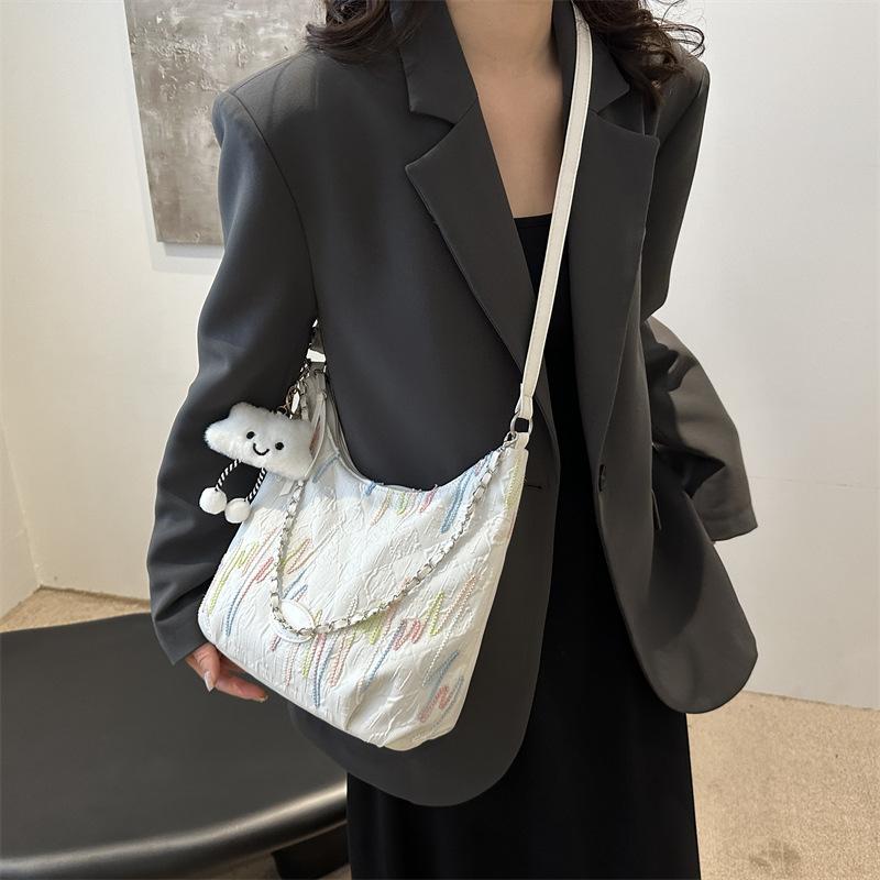 Korean Version of Casual Canvas Tote Bag for Women's Autumn New Simple Casual Shoulder Bag Niche Design Underarm Bag