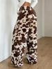 Women's autumn and winter thickened and velvet thermal home pants, loose high-waisted straight trousers, gentle and lazy wind