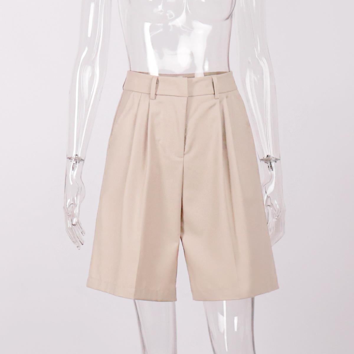 

GMXIA Женские прямые брюки, летние шорты, темпераментные повседневные универсальные свободные тонкие шорты для пяти костюмов L абрикосовый