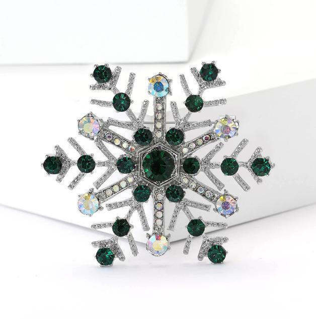 Fashion Rhinestone Snowflake Brooches for Women Clothing Coat Jewelry Accessories Gifts