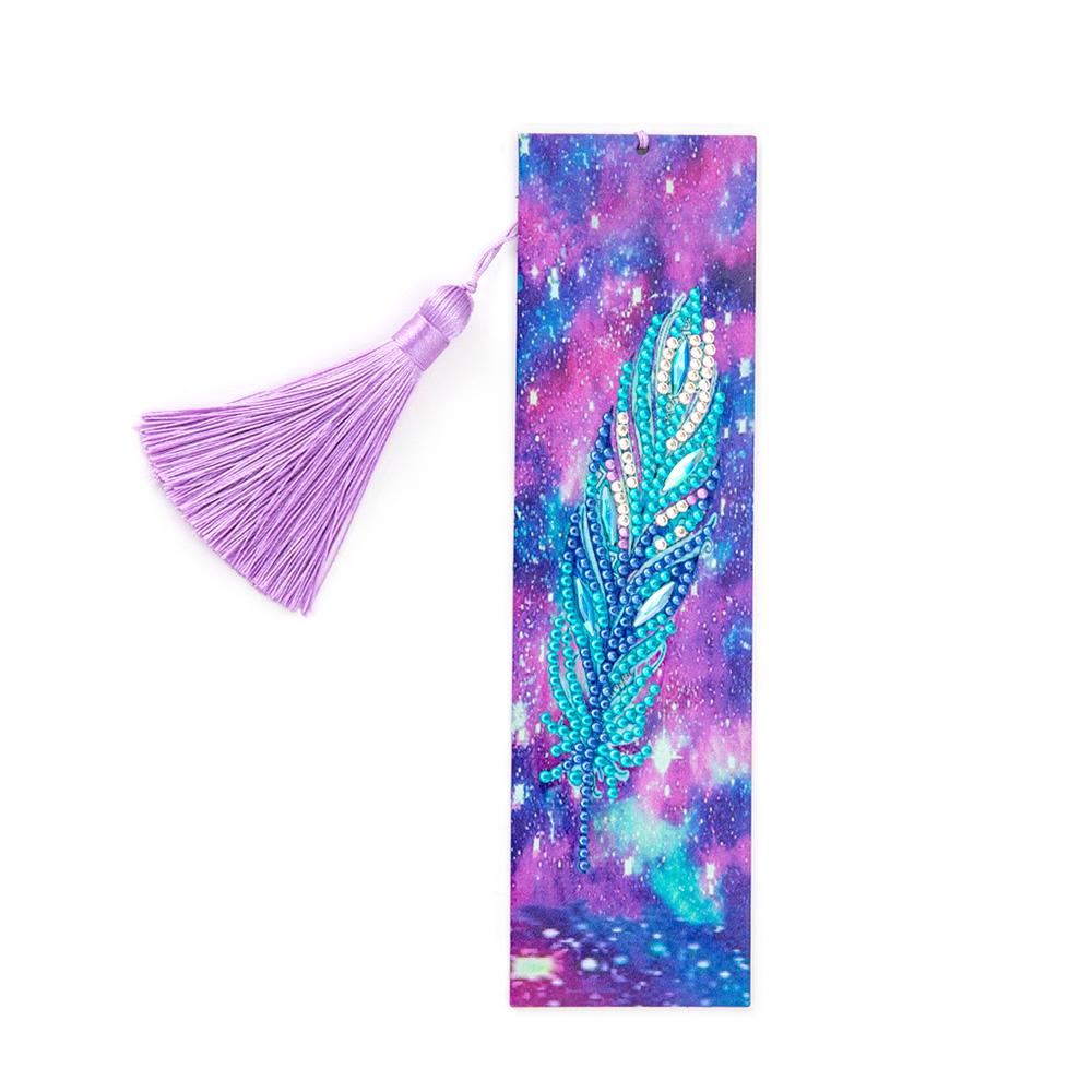Diamond Painting Bookmarks Feather Diamond Bookmarks for Adults 5D DIY Bookmarks with Tassel Arts Crafts Set Gift
