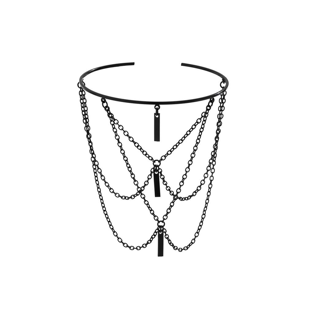 Personalisierter Ethno-Stil Metallketten-Armreif mit Imitationsperlen, Sternförmiger Nischen-Pailletten-Fransen-Offener Armring für Damen